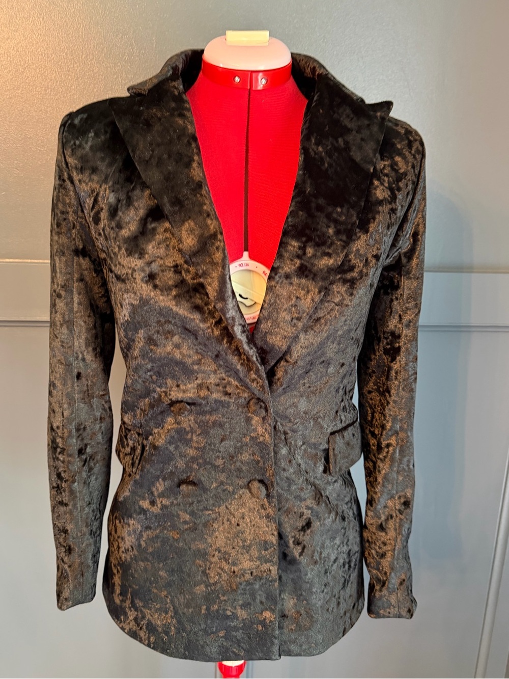 Adika Black Crushed Velvet Double Breasted Blazer | XS